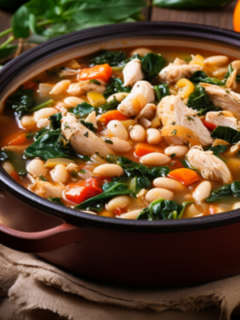 Chicken-and-cannellini-Beans-stew-with-Spinich